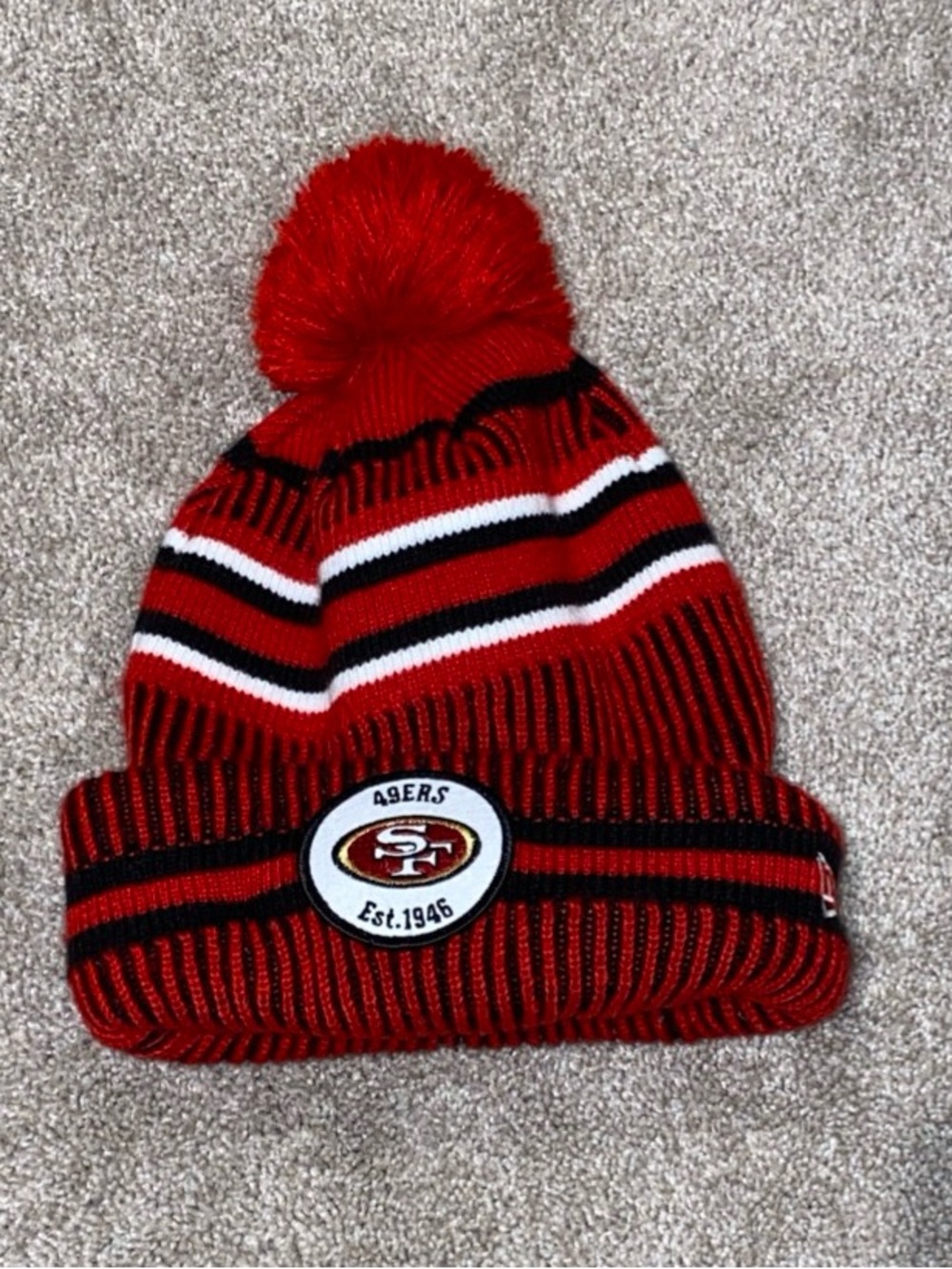 San Francisco 49ers New Era Knit Hat Beanie Black Red One Size Fits Most NFL